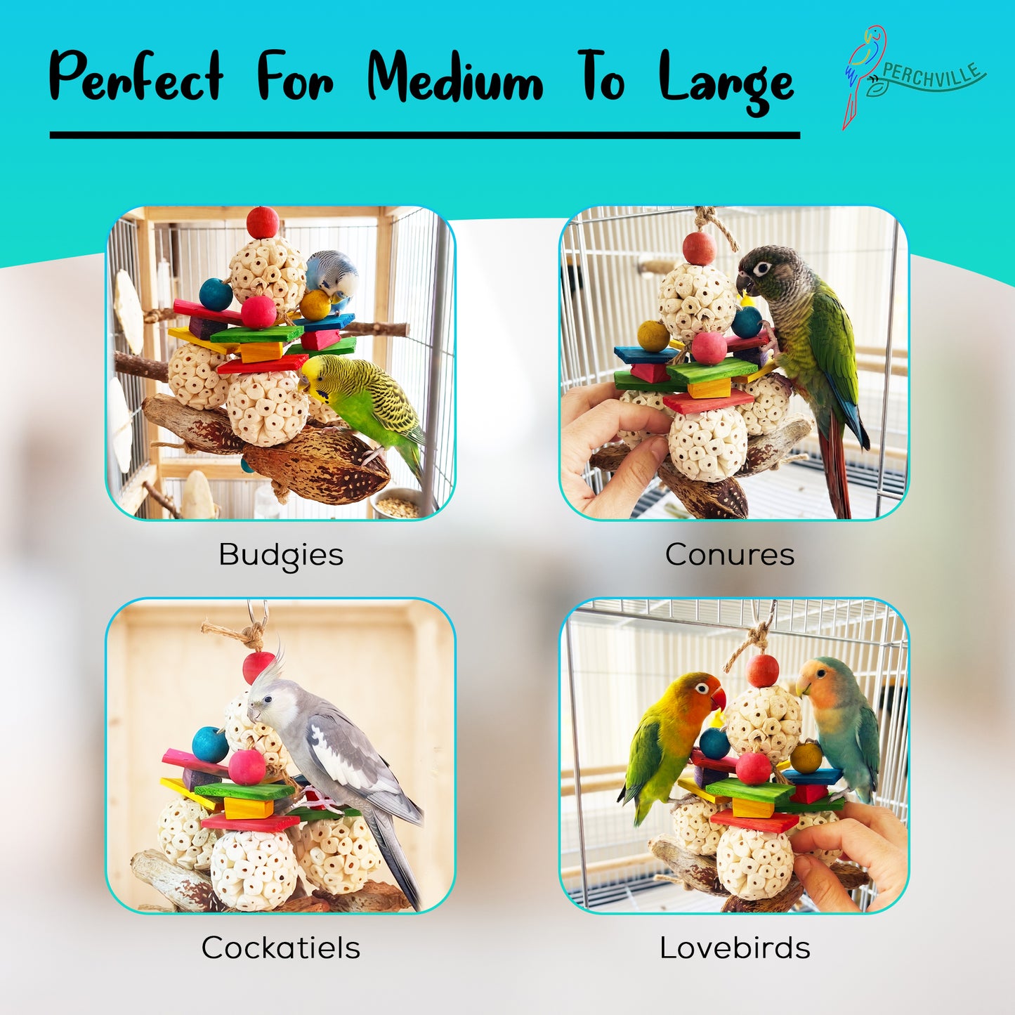 Perchville Sola Ball Toy with Mahogony & Balsa Wood