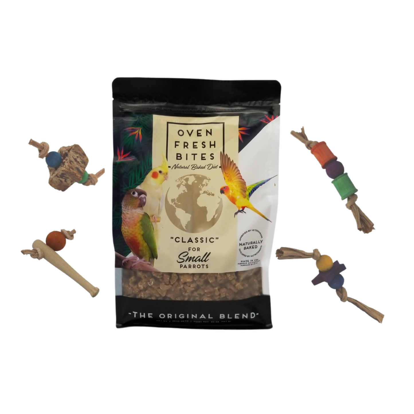 OFB Small Parrots 20oz with foot toy