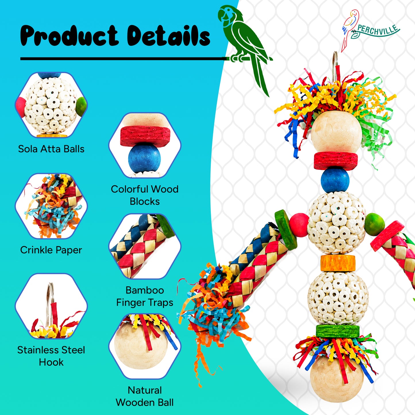 Perchville Sola Ball Toy with Finger Locks & a White Ball