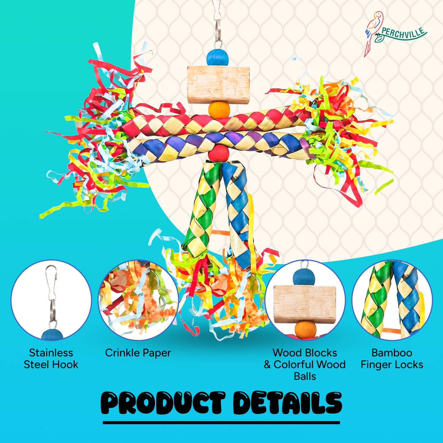 Perchville  Finger Locks Toy with Shredded Paper