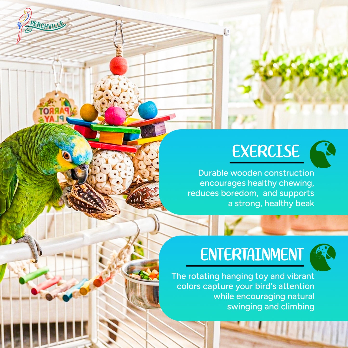 Perchville Sola Ball Toy with Mahogony & Balsa Wood