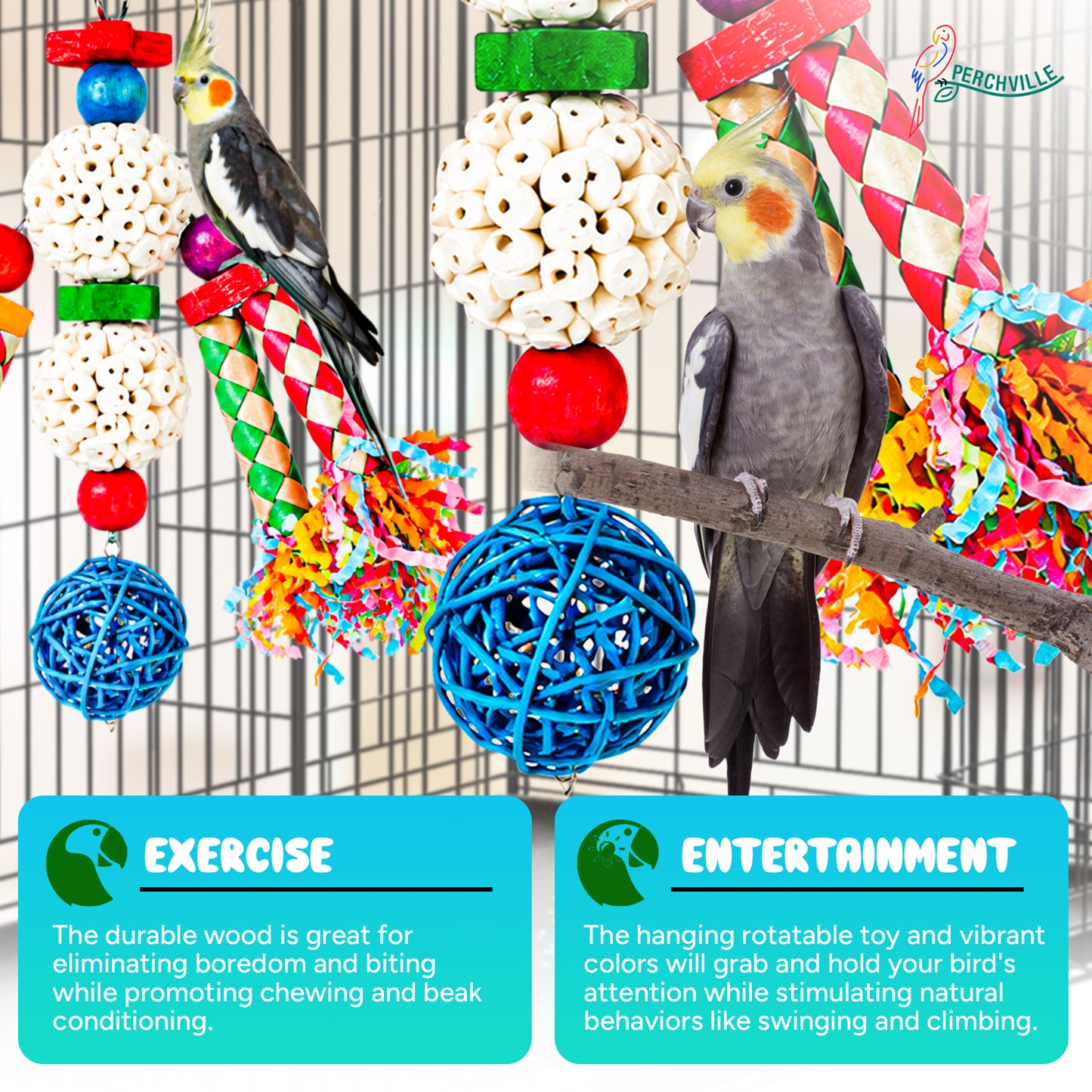 Perchville Sola Ball Toy with Finger Locks & a Blue Ball