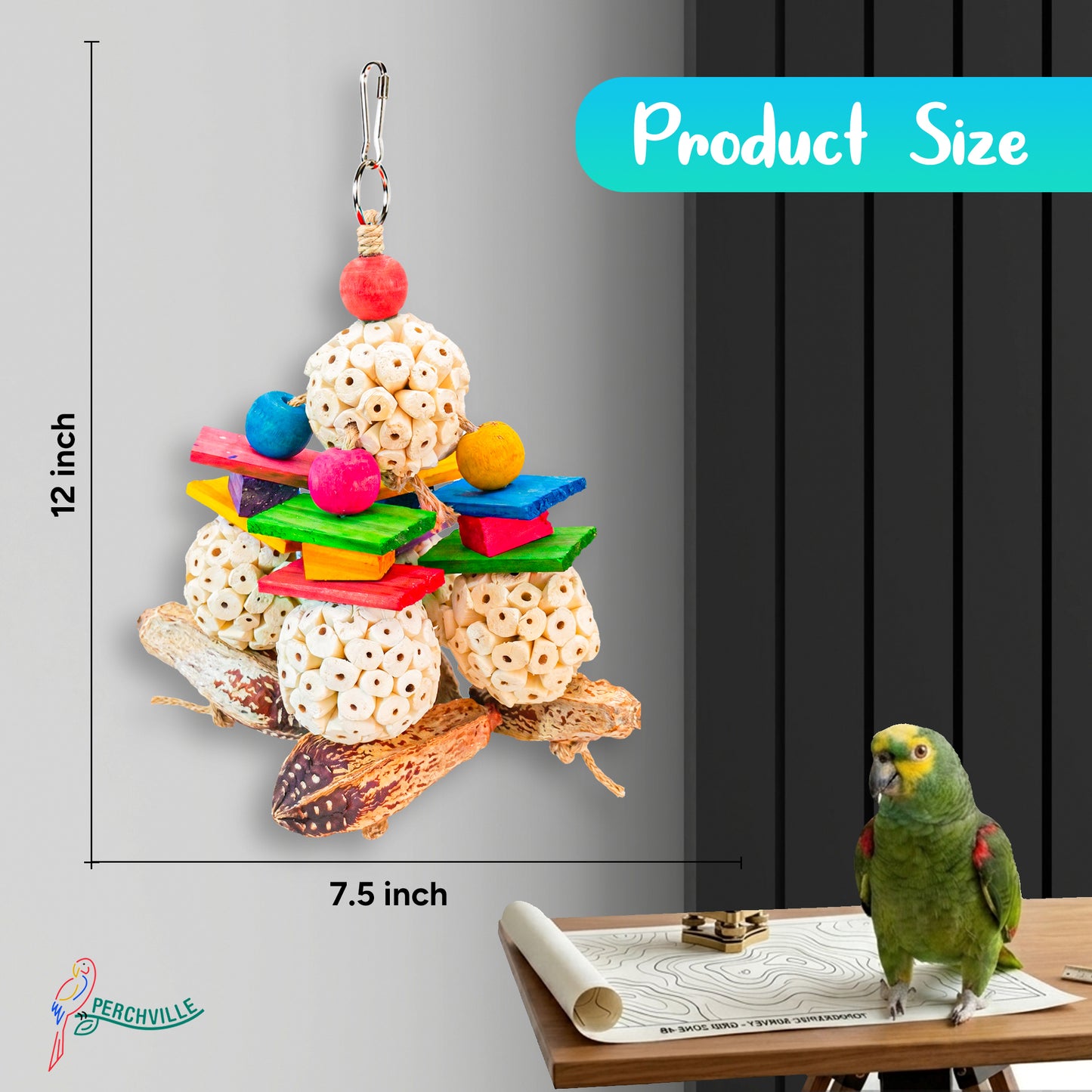 Perchville Sola Ball Toy with Mahogony & Balsa Wood