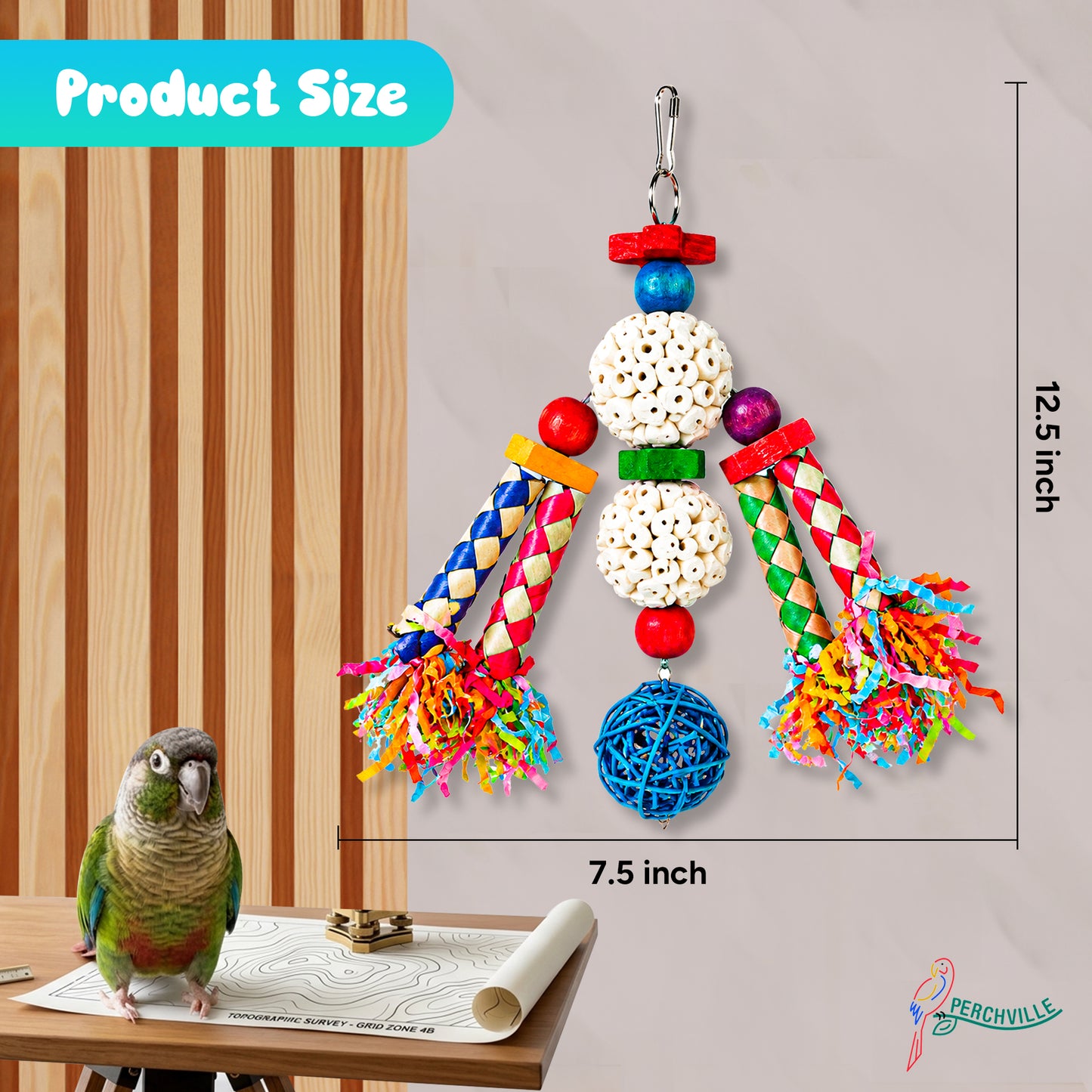 Perchville Sola Ball Toy with Finger Locks & a Blue Ball