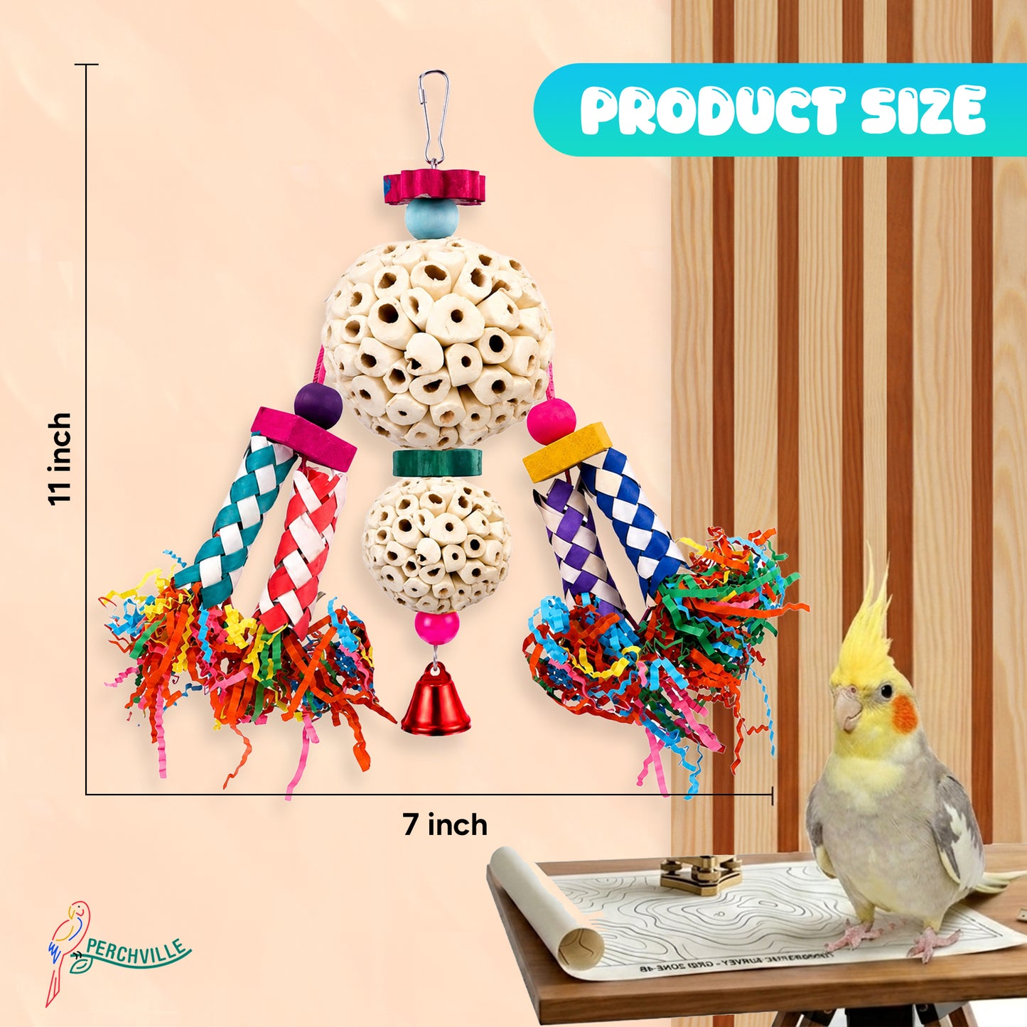 Perchville Sola Ball Toy with Finger Locks & Bell