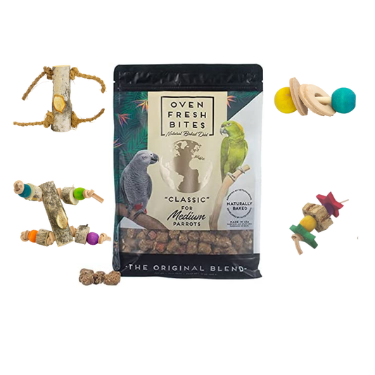 Oven Fresh Bites Classic for Medium Parrots 28oz with 1 Foot Toy