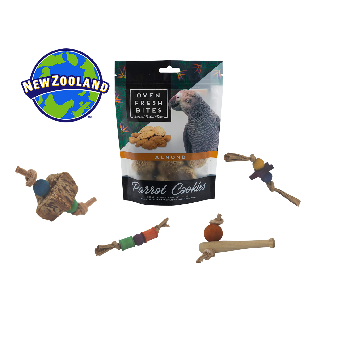 Oven Fresh Bites Parrot Cookies Almond 4oz With 1 Foot Toy