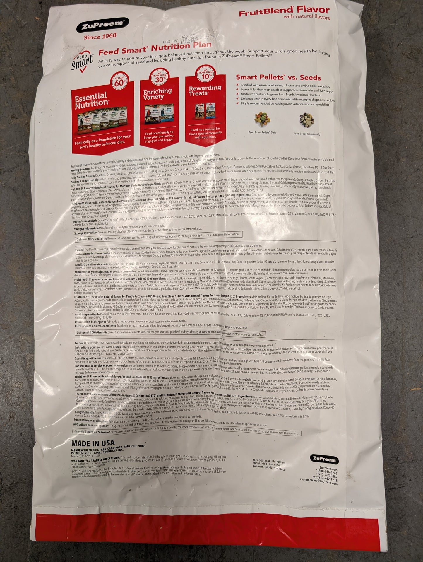 Zupreem FruitBlend Flavor for Large Parrots 17.5lbs