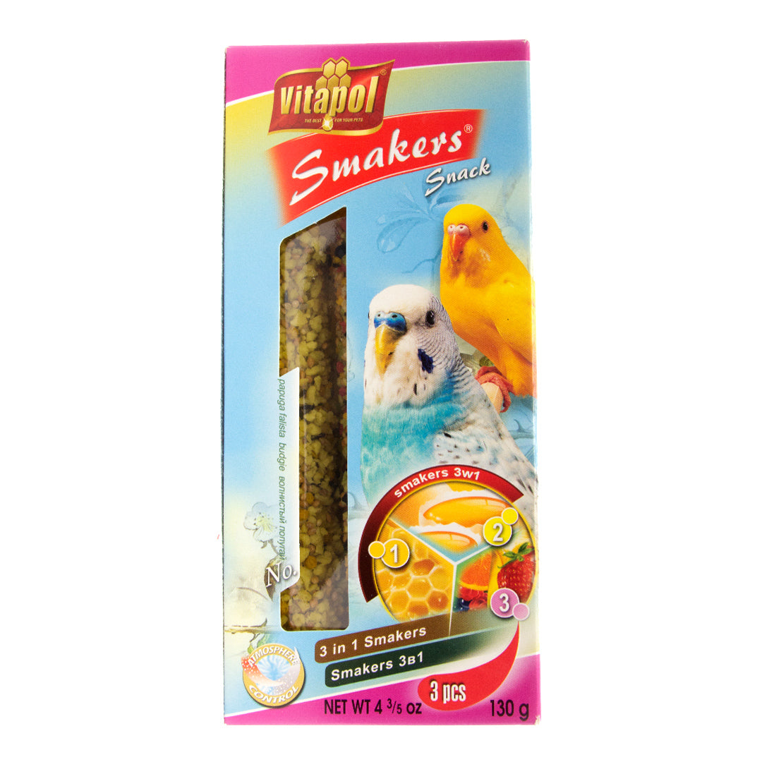 A&E Cage Co. Smakers Parakeet Budgie 3 in 1 Treat Sticks Mix
